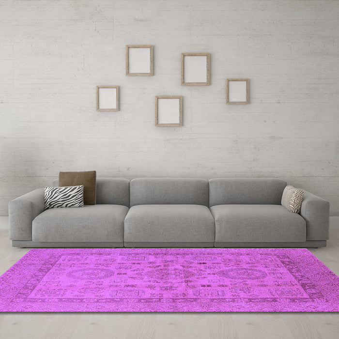 Machine Washable Oriental Purple Industrial Area Rugs in a Living Room, wshurb3157pur