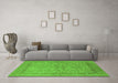 Machine Washable Oriental Green Industrial Area Rugs in a Living Room,, wshurb3157grn