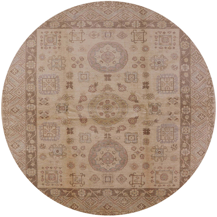 Round Machine Washable Industrial Modern Light Copper Gold Rug, wshurb3157