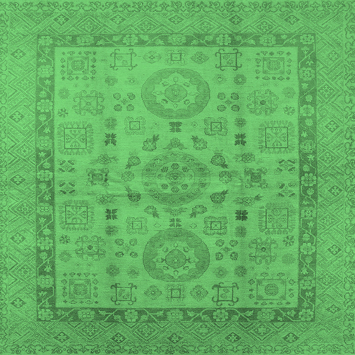 Square Machine Washable Oriental Emerald Green Industrial Area Rugs, wshurb3157emgrn
