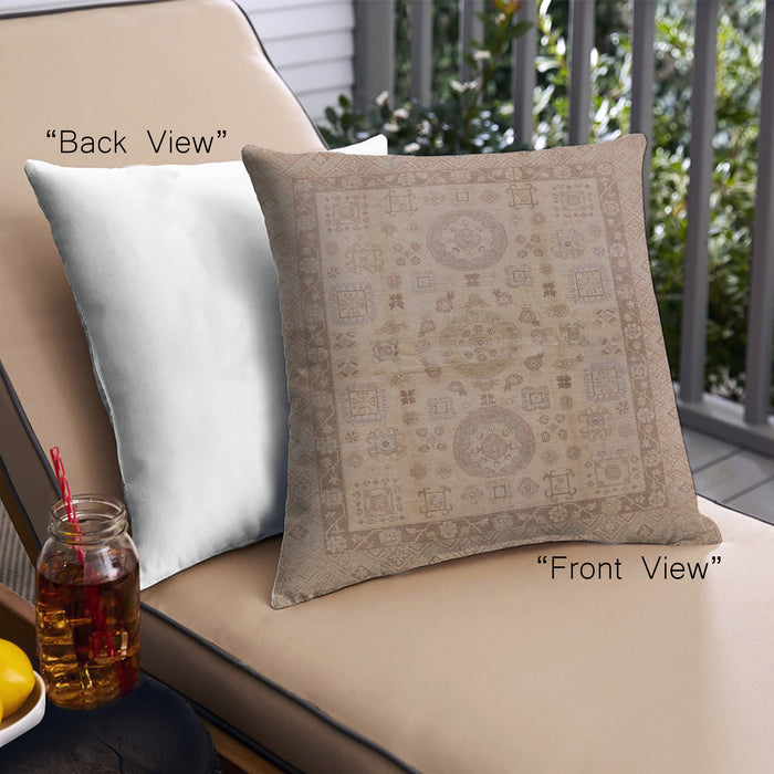 Front View of Mid-Century Modern Urban Square Light Copper Gold Throw Pillow, 18 inch by 18 inch, pwurb3157