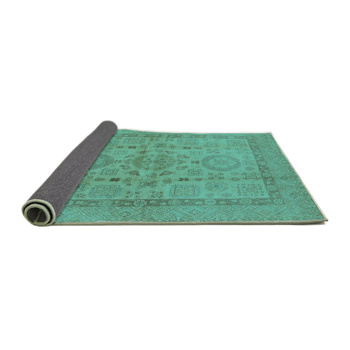 Sideview of Oriental Turquoise Industrial Rug, urb3157turq
