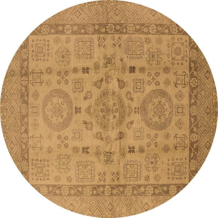 Round Oriental Brown Industrial Rug, urb3157brn