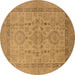 Round Oriental Brown Industrial Rug, urb3157brn