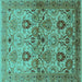 Square Oriental Turquoise Industrial Rug, urb3158turq