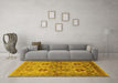 Machine Washable Oriental Yellow Industrial Rug in a Living Room, wshurb3158yw