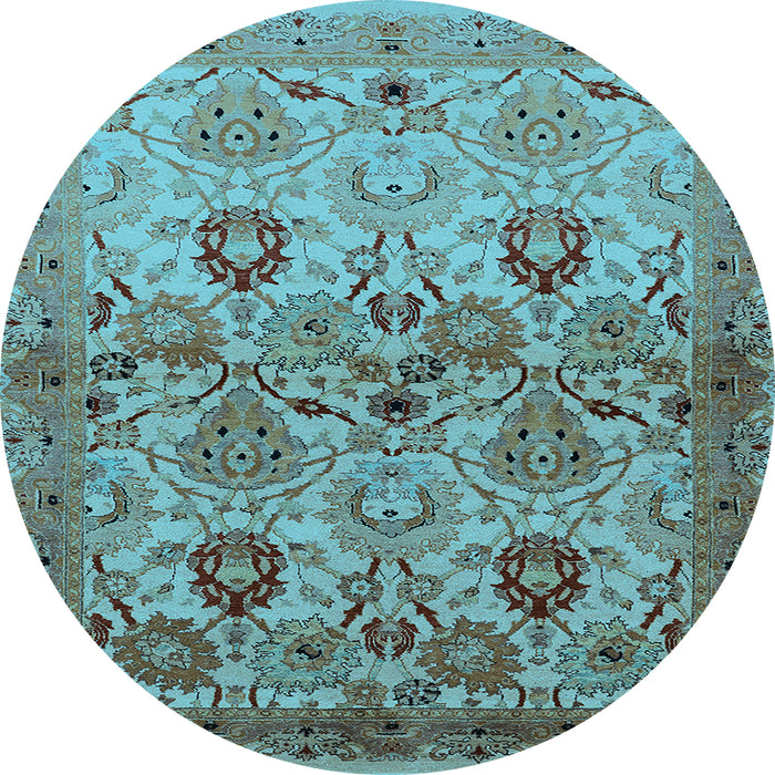 Round Oriental Light Blue Industrial Rug, urb3158lblu