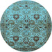 Round Oriental Light Blue Industrial Rug, urb3158lblu