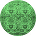 Round Oriental Emerald Green Industrial Rug, urb3158emgrn