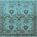 Square Machine Washable Oriental Light Blue Industrial Rug, wshurb3158lblu