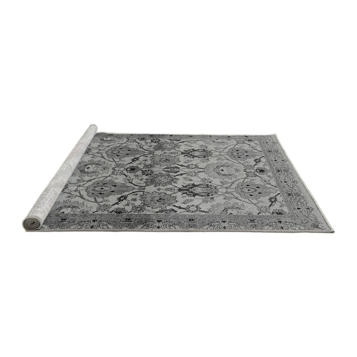 Sideview of Machine Washable Oriental Gray Industrial Rug, wshurb3158gry