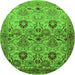 Round Oriental Green Industrial Rug, urb3158grn