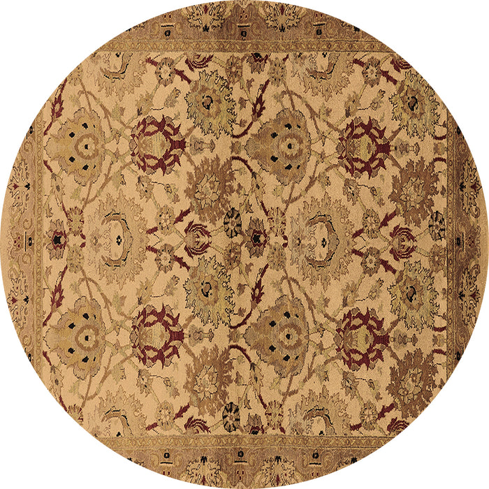 Round Oriental Brown Industrial Rug, urb3158brn