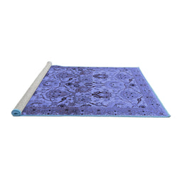 Sideview of Machine Washable Oriental Blue Industrial Rug, wshurb3158blu