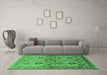 Machine Washable Oriental Emerald Green Industrial Area Rugs in a Living Room,, wshurb3158emgrn