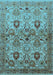 Machine Washable Oriental Light Blue Industrial Rug, wshurb3158lblu