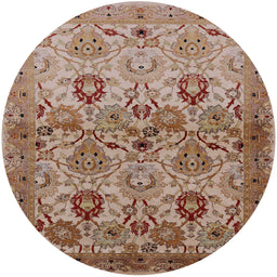 Round Mid-Century Modern Chestnut Red Oriental Rug, urb3158