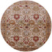 Round Mid-Century Modern Chestnut Red Oriental Rug, urb3158