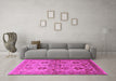 Machine Washable Oriental Pink Industrial Rug in a Living Room, wshurb3158pnk