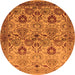 Round Machine Washable Oriental Orange Industrial Area Rugs, wshurb3158org