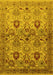 Machine Washable Oriental Yellow Industrial Rug, wshurb3158yw