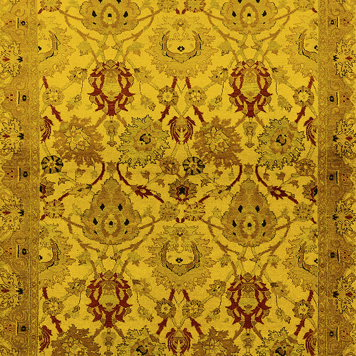 Machine Washable Oriental Yellow Industrial Rug, wshurb3158yw