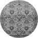 Round Machine Washable Oriental Gray Industrial Rug, wshurb3158gry