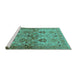 Sideview of Machine Washable Oriental Turquoise Industrial Area Rugs, wshurb3158turq