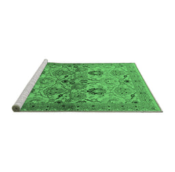 Sideview of Machine Washable Oriental Emerald Green Industrial Area Rugs, wshurb3158emgrn
