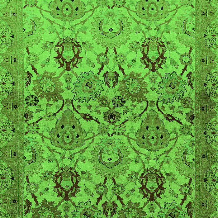 Machine Washable Oriental Green Industrial Area Rugs, wshurb3158grn