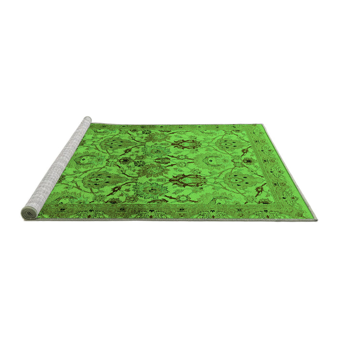Sideview of Machine Washable Oriental Green Industrial Area Rugs, wshurb3158grn