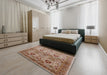 Mid-Century Modern Chestnut Red Oriental Rug in a Bedroom, urb3158