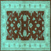 Square Oriental Turquoise Industrial Rug, urb3159turq