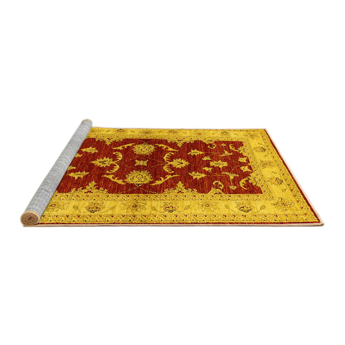 Sideview of Machine Washable Oriental Yellow Industrial Rug, wshurb3159yw