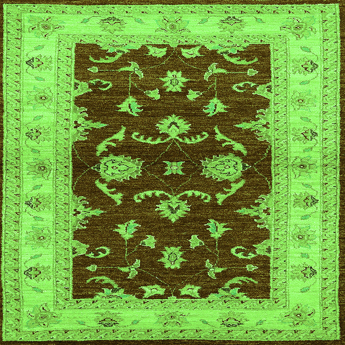 Square Machine Washable Oriental Green Industrial Area Rugs, wshurb3159grn