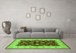 Machine Washable Oriental Green Industrial Area Rugs in a Living Room,, wshurb3159grn