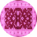 Round Oriental Pink Industrial Rug, urb3159pnk