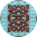 Round Oriental Light Blue Industrial Rug, urb3159lblu