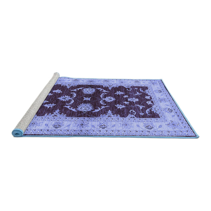 Sideview of Machine Washable Oriental Blue Industrial Rug, wshurb3159blu