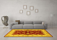 Machine Washable Oriental Yellow Industrial Rug, wshurb3159yw