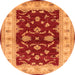 Round Machine Washable Oriental Orange Industrial Area Rugs, wshurb3159org