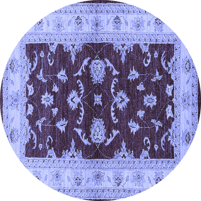 Round Oriental Blue Industrial Rug, urb3159blu