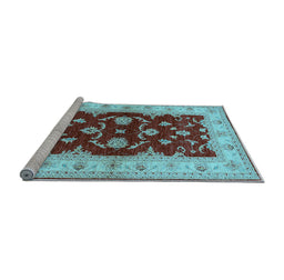 Sideview of Machine Washable Oriental Light Blue Industrial Rug, wshurb3159lblu