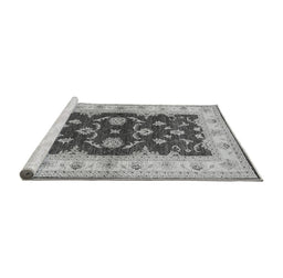 Sideview of Machine Washable Oriental Gray Industrial Rug, wshurb3159gry