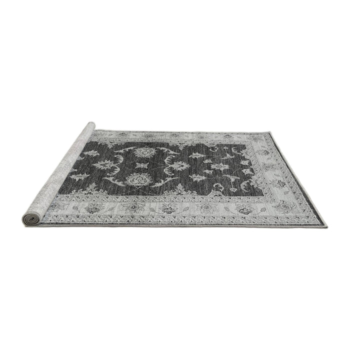 Sideview of Machine Washable Oriental Gray Industrial Rug, wshurb3159gry