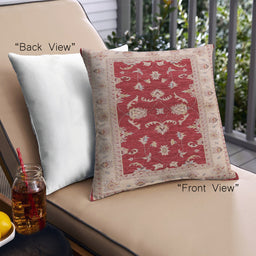 Front View of Mid-Century Modern Urban Square Pastel Orange Throw Pillow, 18 inch by 18 inch, pwurb3159