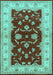 Machine Washable Oriental Turquoise Industrial Area Rugs, wshurb3159turq