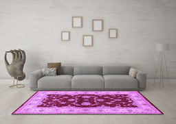 Machine Washable Oriental Purple Industrial Area Rugs in a Living Room, wshurb3159pur