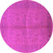 Round Machine Washable Oriental Pink Industrial Rug, wshurb3160pnk