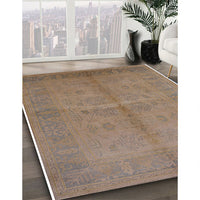 Mid-Century Modern Dark Gold Brown Oriental Rug, urb3160